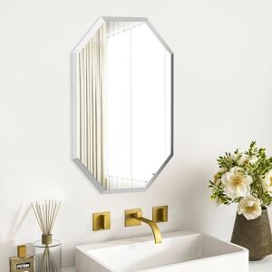 Livingandhome - Wall Mounted Mirror with Beveled Edge for Bathroom