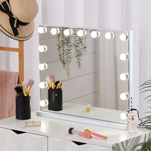 Livingandhome - White Hollywood led Vanity Mirror with Bluetooth