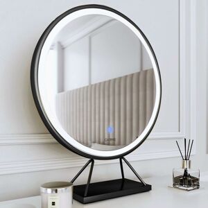 CARME HOME Lucia Large Black Frame Touch Sensor led Makeup Mirror with Lights - Black