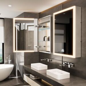 UNHO Luxury Aluminum Alloy Bathroom Mirror Cabinet Edge led Illuminated, Fogless, Time