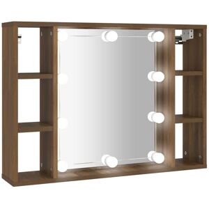 Berkfield Home - Mayfair Mirror Cabinet with led Brown Oak 76x15x55 cm