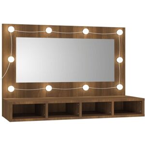 BERKFIELD HOME Mayfair Mirror Cabinet with led Brown Oak 90x31.5x62 cm