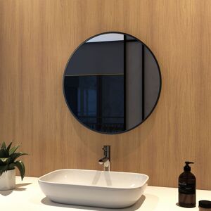 50cm Bathroom Round Mirror Hanging Wall Mirror Matte Black Frame, Modern Wall Mounted Bathroom Mirror - Meykoers