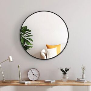 Bathroom Mirror Modern Black Frame Mirror, Wall Mounted Mirror Round Mirror 80cm - Meykoers