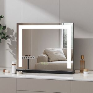 Meykoers - Hollywood Dressing Table Mirror 50x42cm Black Border led Vanity Mirror with Variable Light & 3 Color lights Cosmetic Mirror