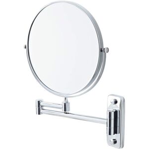Mirage - Modern Wall Mounted Round Double Sided Extendable Bathroom Shaving Vanity Mirror with 2x Magnification – Chrome - Milano