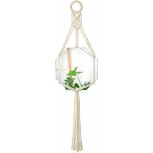 PESCE Mirror with Cotton Rope Macrame, Octagon Shape, Nordic Style (24x24 cm)