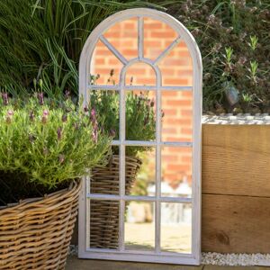 Dawsons Living - Modena Arched White Distressed Outdoor Garden Wall Mirror