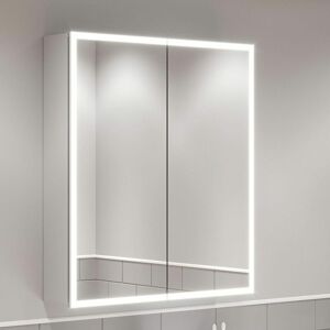 Aquari - Modern Bathroom Mirror Cabinet IP44 Rated led Illuminated Wall Mounted 600 x 700 - Silver