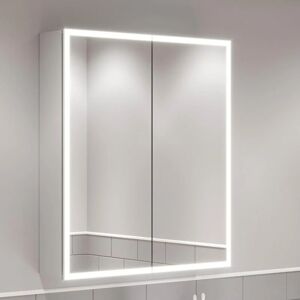 Aquari - Modern Bathroom Mirror Cabinet IP44 Rated led Illuminated Wall Mounted 800 x 700 - Silver