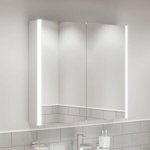 AQUARI Modern Bathroom Mirror Cabinet led Illuminated Wall Mounted IP44 700 x 800mm - Silver