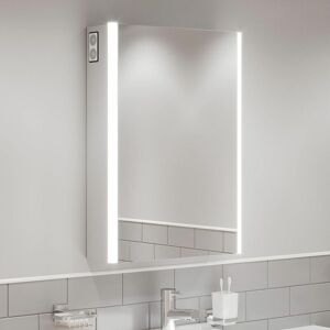 AQUARI Bathroom led Mirror Cabinet Shaver Socket Bluetooth Speakers IP44 700 x 500mm - Silver