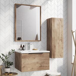 Illumo Bathroom Mirror 600mm h x 800mm w - Rustic Oak - Orbit