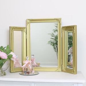 Melody Maison - Ornate Gold Triple Dressing Table Mirror 55cm x 74cm - Gold