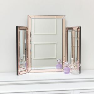 MELODY MAISON Pink Glass Art Deco Rectangle Triple Mirror 74cm x 55cm - Pink