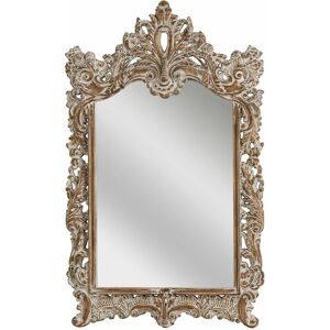 Premier Housewares - Extravagant Style Dusty White Finish Wall Mirror For Bedroom / Hallway / Living Room Luxurious and Fancy Antiquated Look 86 x 4