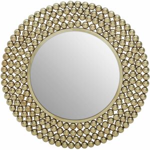 Premier Housewares - Extravagant Style Gold Finish Beaded Wall Mirror For Bedroom / Hallway / Living Room Luxurious and Fancy Antiquated Look 63 x 63