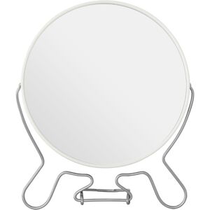 Premier Housewares - Makeup Mirror / Round Bathroom Mirror / White Standing Mirror / Metal Small Mirror Circle Mirror / Shaving Mirrors For Men 18 x