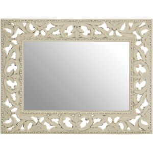 Premier Housewares Rectangular Wall Mirror/ Classic Mirrors For Bathroom / Bedroom / Garden Walls Fancy Wall Mounted Mirrors For Hallway With Cream