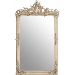 Silver Frame Wall Mirror For Bedroom / Hallway / Living Room Luxurious and Fancy Antiquated Look w76 x d13 x h125cm - Premier Housewares