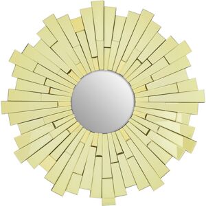 Premier Housewares - Wall Mirror Bathroom / Bedroom / Hallway Wall Mounted Mirrors With Matte Gold Finish / Minimalistic Round Mirrors For Living