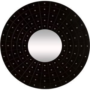 Premier Housewares - Wall Mirror Black Round Mirror For Bedroom / Hallway / Bathroom Luxurious and Contemporary w82 x d3 x h82cm