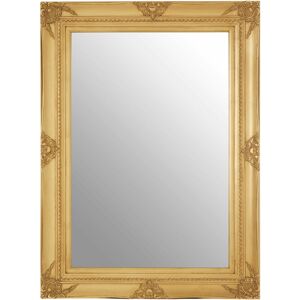 Premier Housewares - Wall Mirror / Mirrors For Garden / Bathroom / Living Room With Carving Rectangular Frame / Gold Finish Wall Mounted Mirrors W83