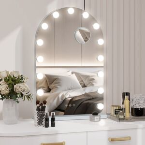 PULUOMIS Hollywood Makeup Mirror, Large Vanity Mirror, Tabletop or Wall-Mounted, Light Adjustable, 3 Color Modes, Touch Control, 10X Magnifier, usb Charging