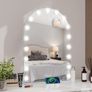 PULUOMIS Hollywood Makeup Mirror, Large Vanity Mirror, Tabletop or Wall-Mounted, Light Adjustable, 3 Color Modes, Touch Control, 10X Magnifier, usb Charging