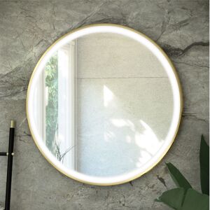 RAK CERAMICS Rak Art Round led Illuminated Bathroom Mirror with Demister Pad 600mm Diameter - Brushed Gold