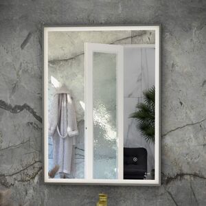 RAK CERAMICS Rak Art Square led Bathroom Mirror with Demister Pad 700mm h x 500mm w - Brushed Nickel