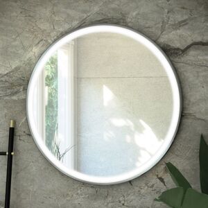 RAK CERAMICS Rak Art Round led Illuminated Bathroom Mirror with Demister Pad 600mm Diameter - Brushed Nickel