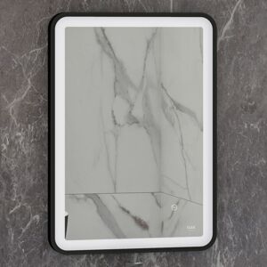 RAK CERAMICS Rak Art Soft led Illuminated Bathroom Mirror with Demister Pad 800mm h x 600mm w - Matt Black