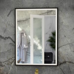 RAK CERAMICS Rak Art Square led Bathroom Mirror with Demister Pad 800mm h x 600mm w - Matt Black