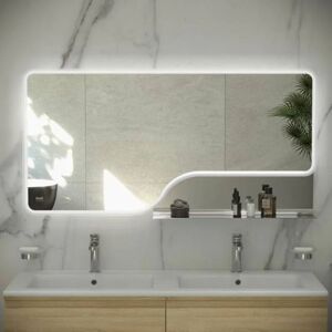 RAK CERAMICS Rak Ornate led Illuminated Bathroom Mirror with Demister Pad 600mm h x 1200mm w - Chrome