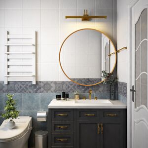 AICA SANITAIRE Round Framed Bathroom Mirrors Large Circle Mirror Wall Vanity Mirror Hanging Makeup Mirror Decoration for Bathroom Bedroom Living Room - 400mm Gold