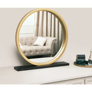 Melody Maison - Round Gold & Black Freestanding Table Top Mirror - Gold, Black