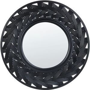 Beliani - Round Hanging Mirror Large Frame Synthetic Material ø 60 cm Black Tierga - Black