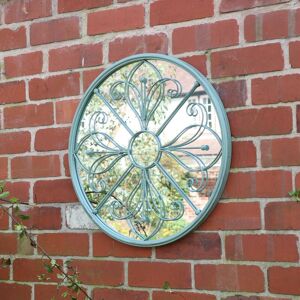 MELODY MAISON Round Metal Vintage Sage Green Mirror 60cm x 60cm - Sage Green