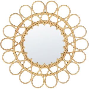 Beliani - Round Modern Rattan Frame Wall Mirror Sunburst ø 60 cm Natural Babai - Natural