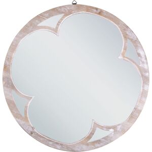 Beliani - Round Wall Mirror Decorative Hanging ø 60 Whitewash Light Wood Monclova - Light Wood