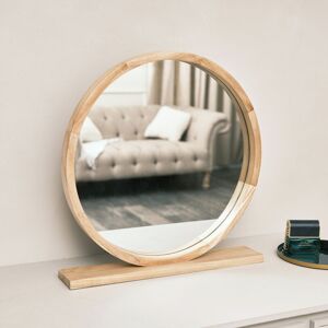 MELODY MAISON Round Wooden Freestanding Table Top Mirror - Wooden