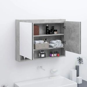 Bathroom Mirror Cabinet 80x15x60 cm mdf Concrete Grey - Royalton