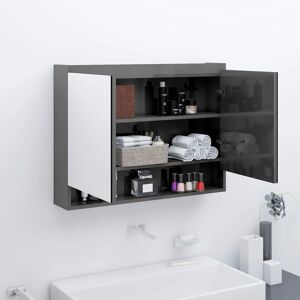 Bathroom Mirror Cabinet 80x15x60 cm mdf Shining Grey - Royalton