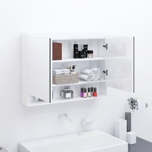 Bathroom Mirror Cabinet 80x15x60 cm mdf Shining White - Royalton