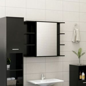 Bathroom Mirror Cabinet Black 80x20.5x64 cm Engineered Wood - Royalton