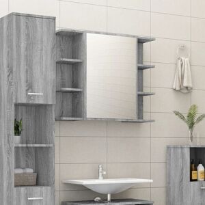 Bathroom Mirror Cabinet Grey Sonoma 80x20.5x64cm Engineered Wood - Royalton