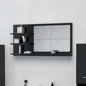 Bathroom Mirror High Gloss Black 90x10.5x45 cm Engineered Wood - Royalton