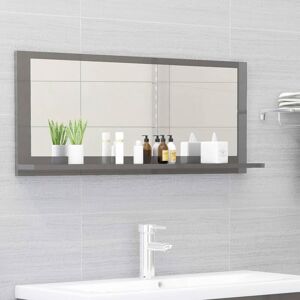 Royalton - Bathroom Mirror High Gloss Grey 90x10.5x37 cm Engineered Wood