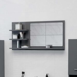 Royalton Bathroom Mirror High Gloss Grey 90x10.5x45 cm Engineered Wood